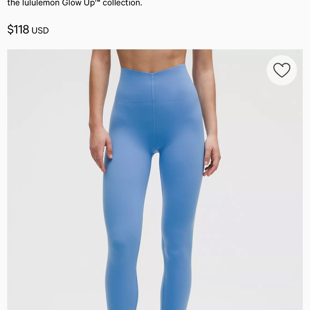 Lululemon Glow Up 28” Blue High-Waisted Leggings